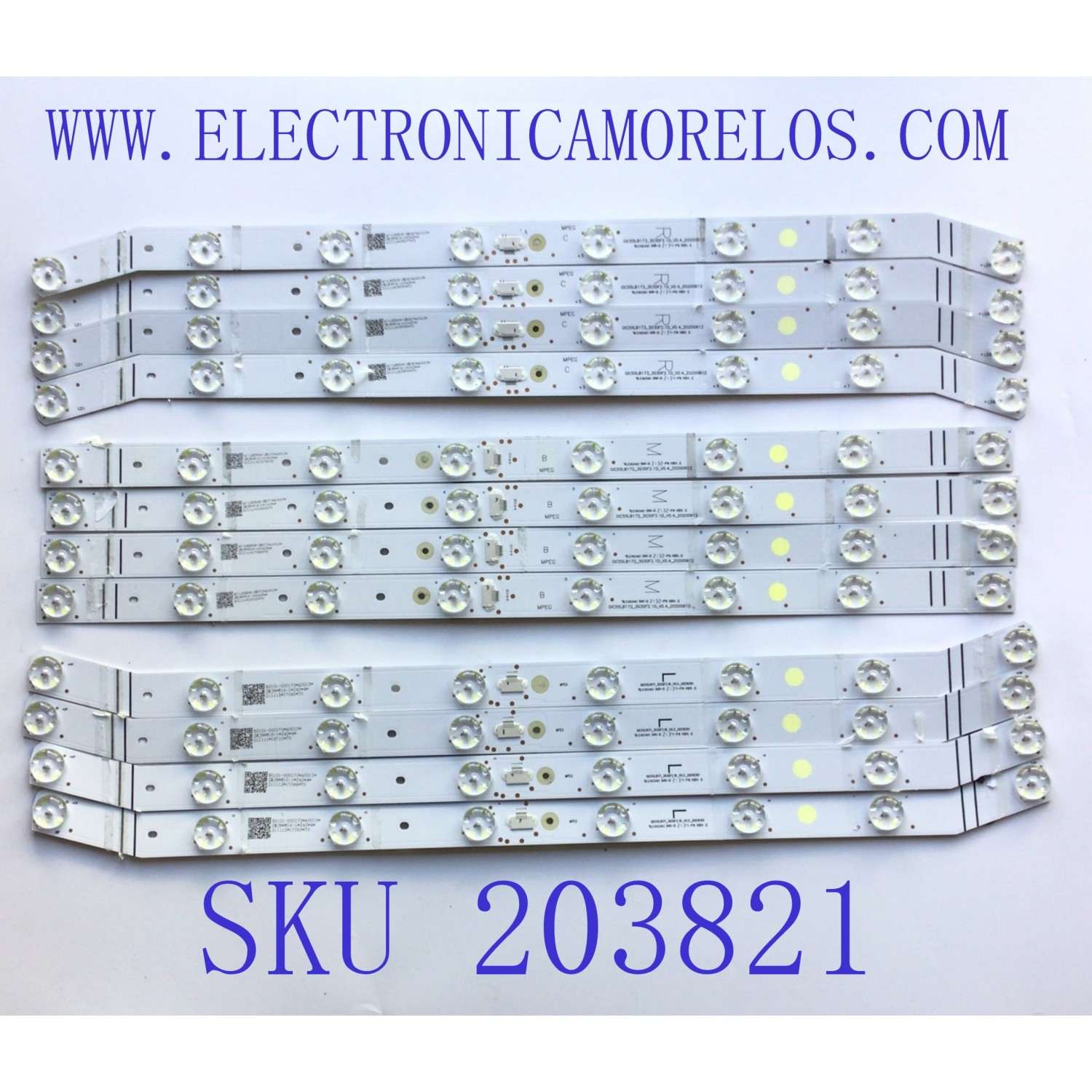 KIT DE LED'S PARA TV TCL ((12 PIEZAS)) / NUMERO DE PARTE GIC55LB172_3030F2.1D_V0.4_20200612 / 4C-LB5508-ZM06J / 4C-LB5508-ZM07J / 4C-LB5508-ZM08J / 210402 / GIC55LB172_3030F2.1D / PANEL LVU550NDJL / DISPLAY ST5461D12-5 VER.2.2 / 55S531 / 55S535